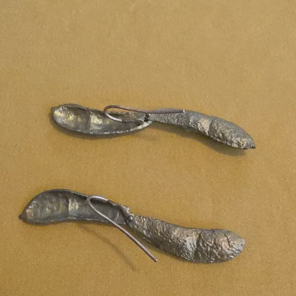 Handcrafted Green Peapod (Edamame) Drop Earrings By Designer Michael Michaud - Picture 5 of 7